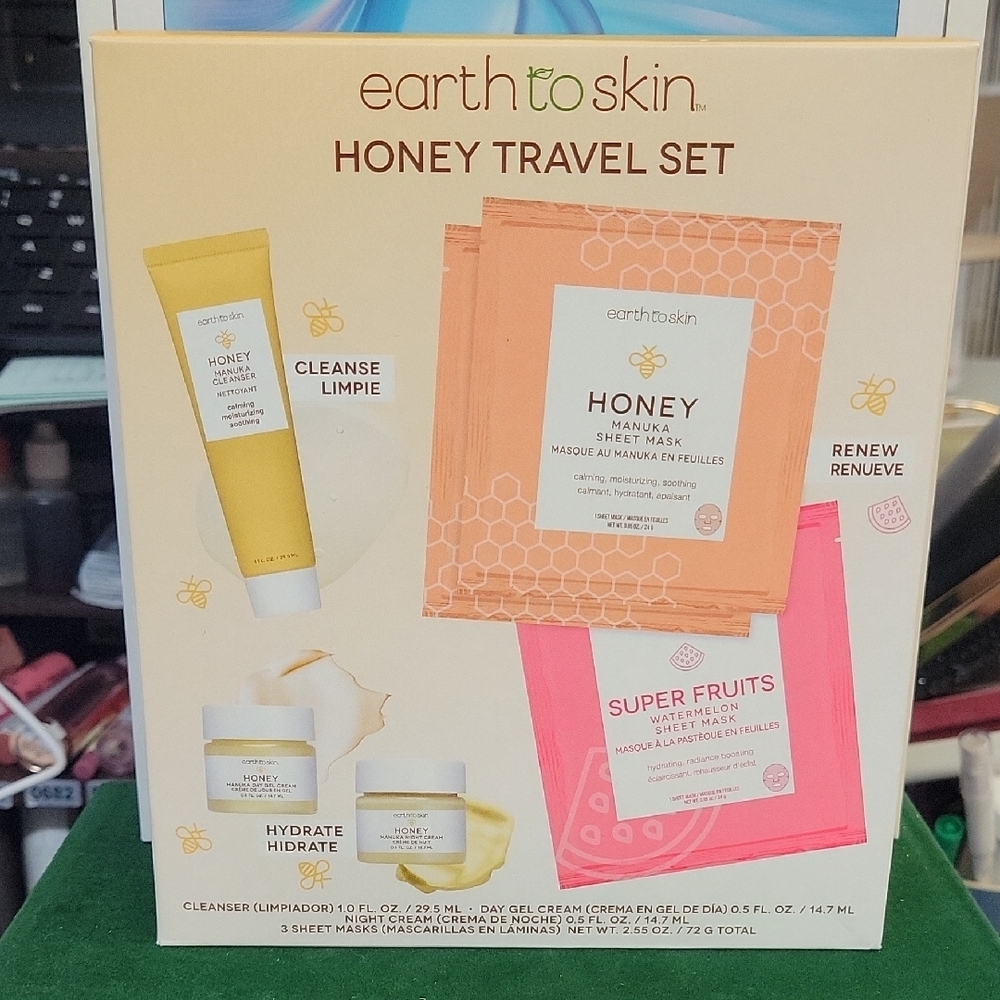 earth to skin Honey Travel Set New in Box Set Of 6 Items